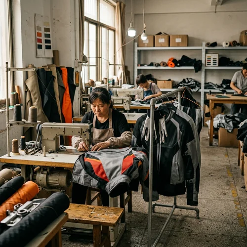 Summer mesh motorcycle jacket on the rail