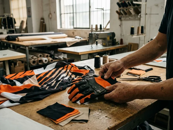 Riding gloves colour-matched to a team kit