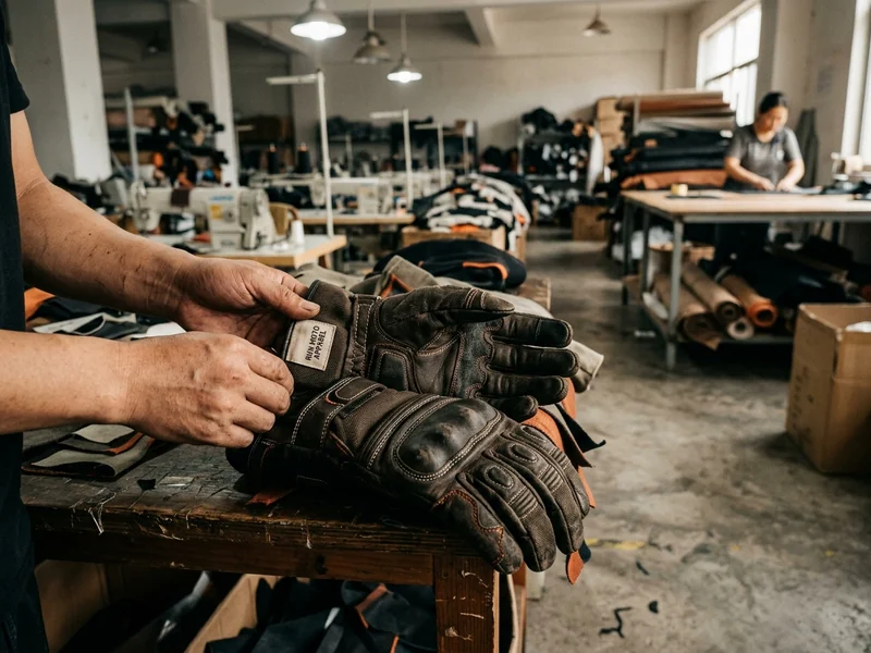 Private label riding gloves with the brand label