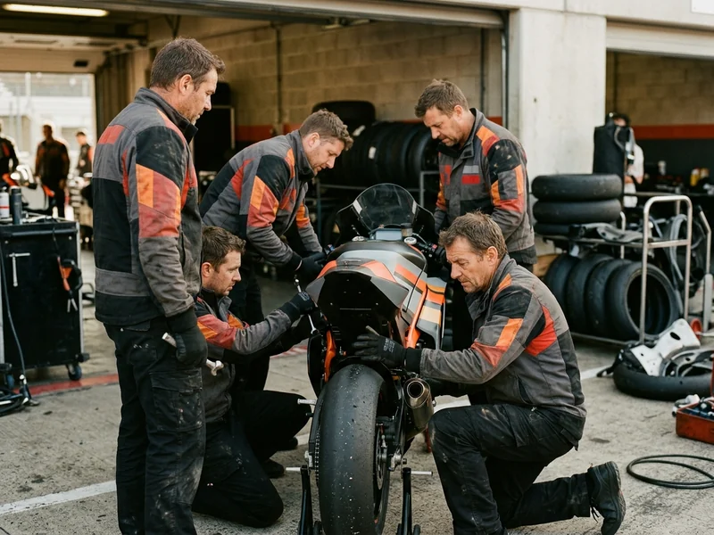 Pit crew in matching custom teamwear in the pit lane