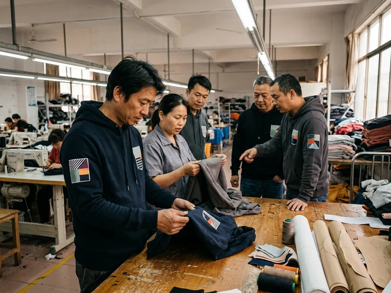Club members in hoodies with the club badge
