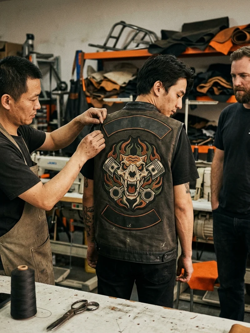 The same back patch set on a large vest