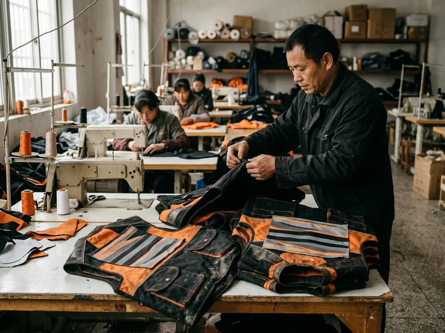 Rally organiser checking a run of vests against an event date