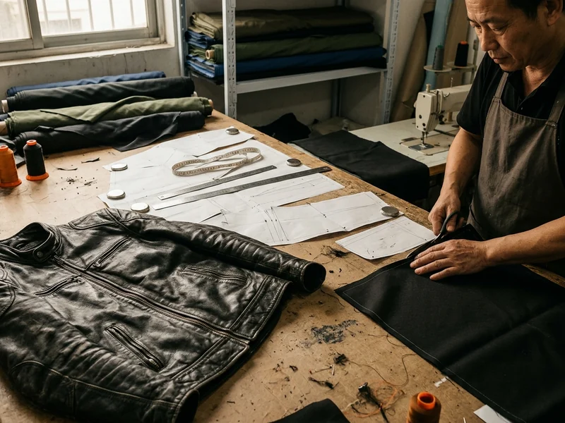 Base block pattern for a jacket line next to a brand's reference jacket