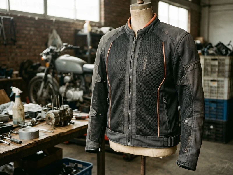 Front view of a summer mesh motorcycle jacket on a mannequin