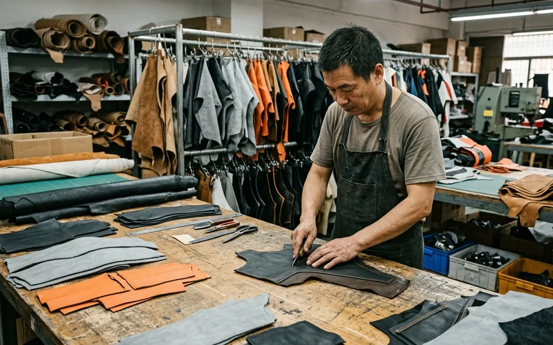 Hides gauged, sorted by panel and cut in the leather workshop
