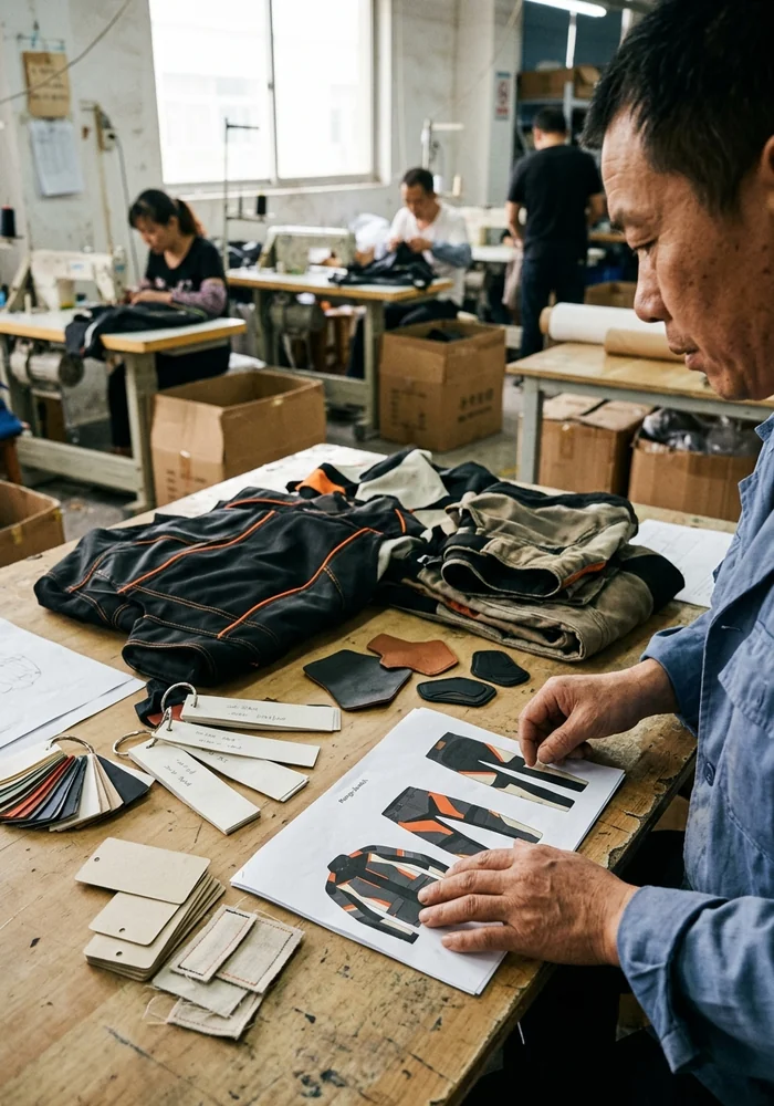 Logo files, label samples and a range sketch laid out ready to send