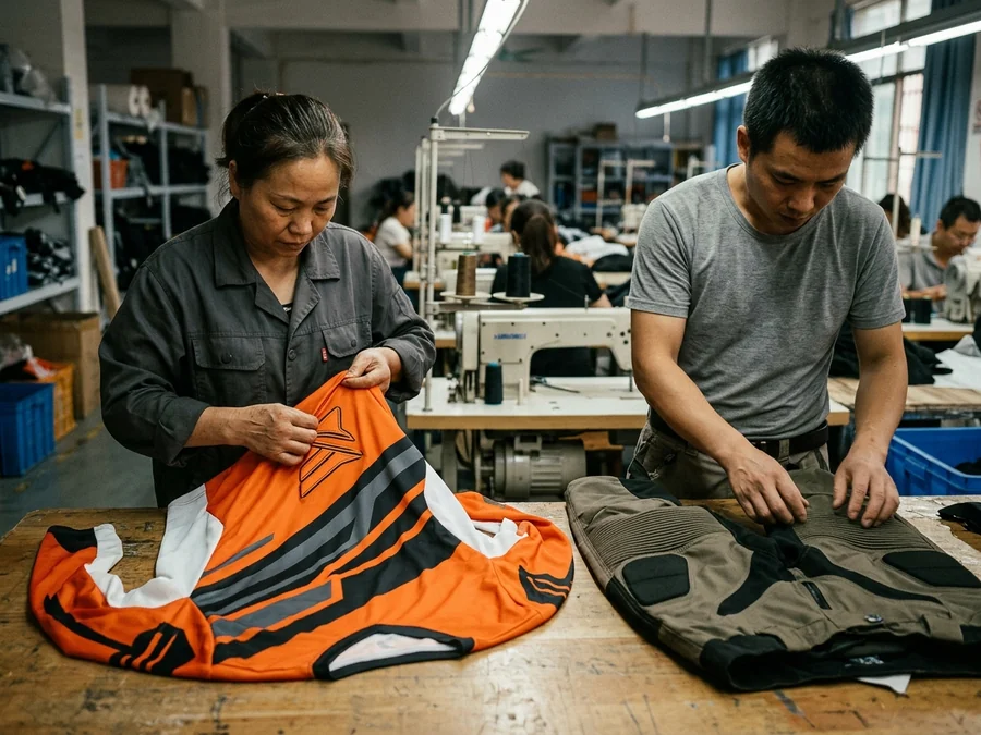 Final check of a decorated garment, front and back