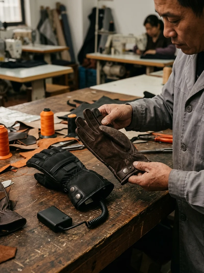 An unheated riding glove shown for reference