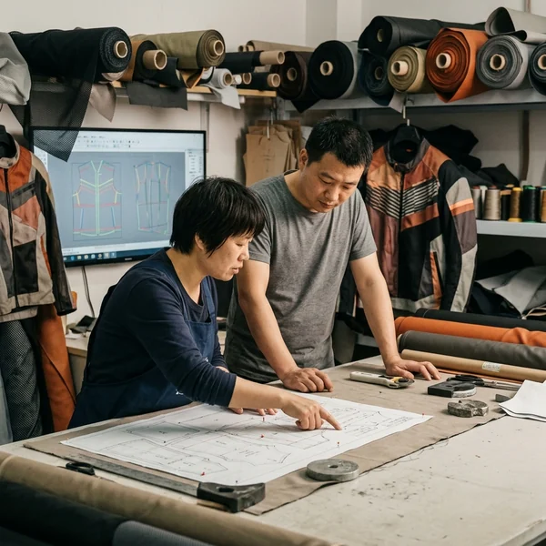 Design room with layouts on screen