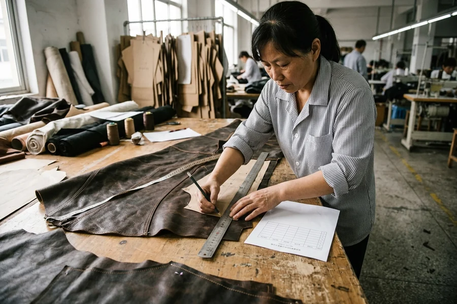 Measurement sheet for a made-to-measure leather suit
