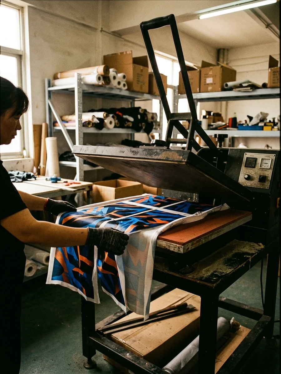 Sublimation press with jersey panels coming off