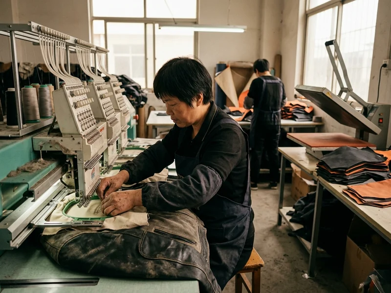 Embroidery heads and a heat-transfer press in the decoration room