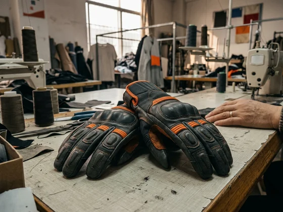 Riding gloves with knuckle-protector pockets, colour-matched to the kit