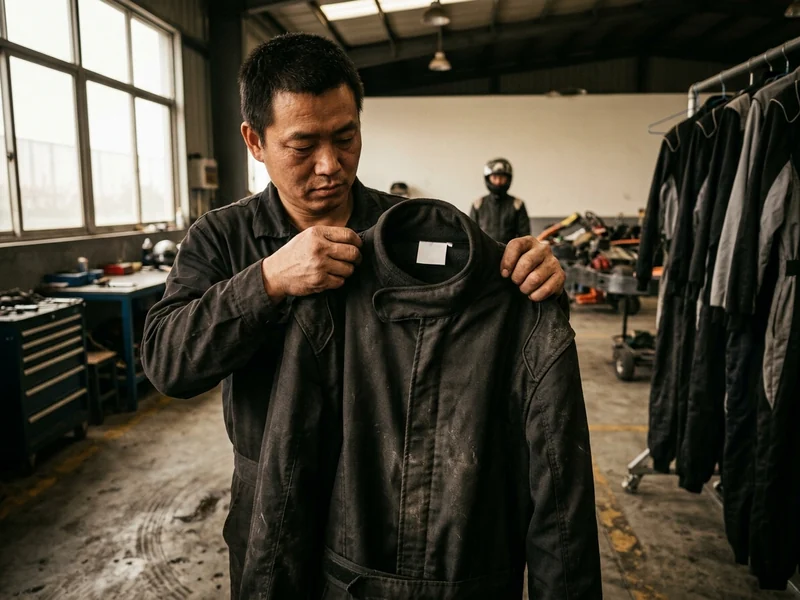 Covered front zip and soft collar on a rental suit