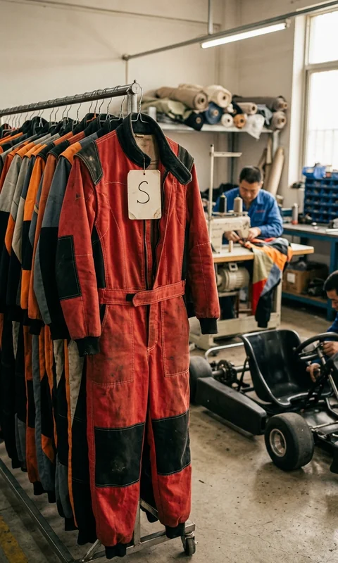 Rental kart suit size S on the rack