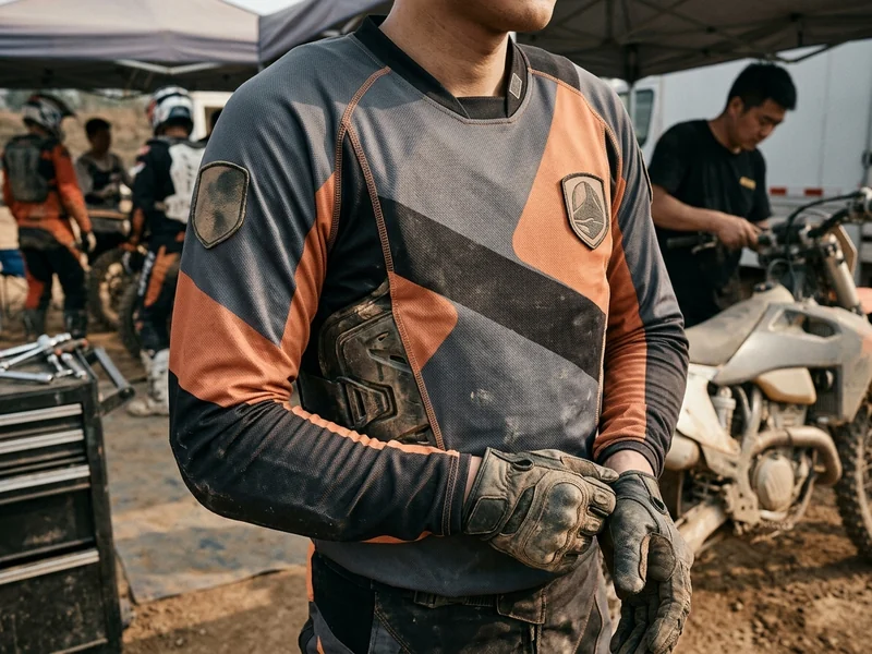 Club jersey worn over armor on the ride
