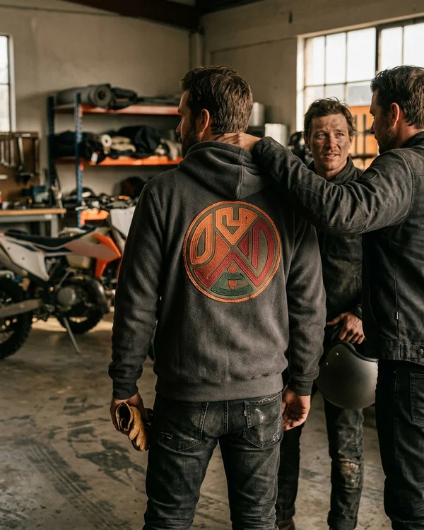 Club hoodie in 280–320 gsm fleece with an embroidered back badge