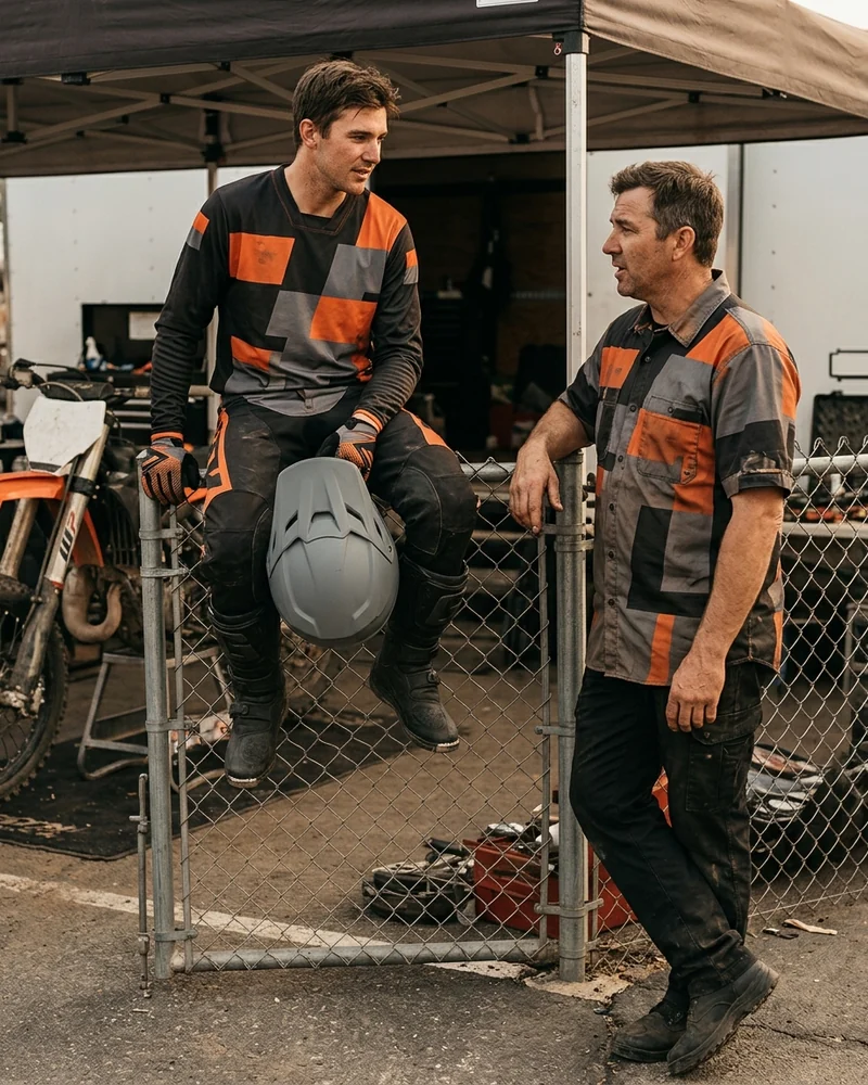 Rider on the gate in the team kit