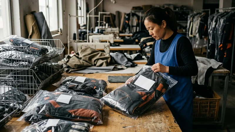 Crew pieces bagged by name and role, packed with the rider kit