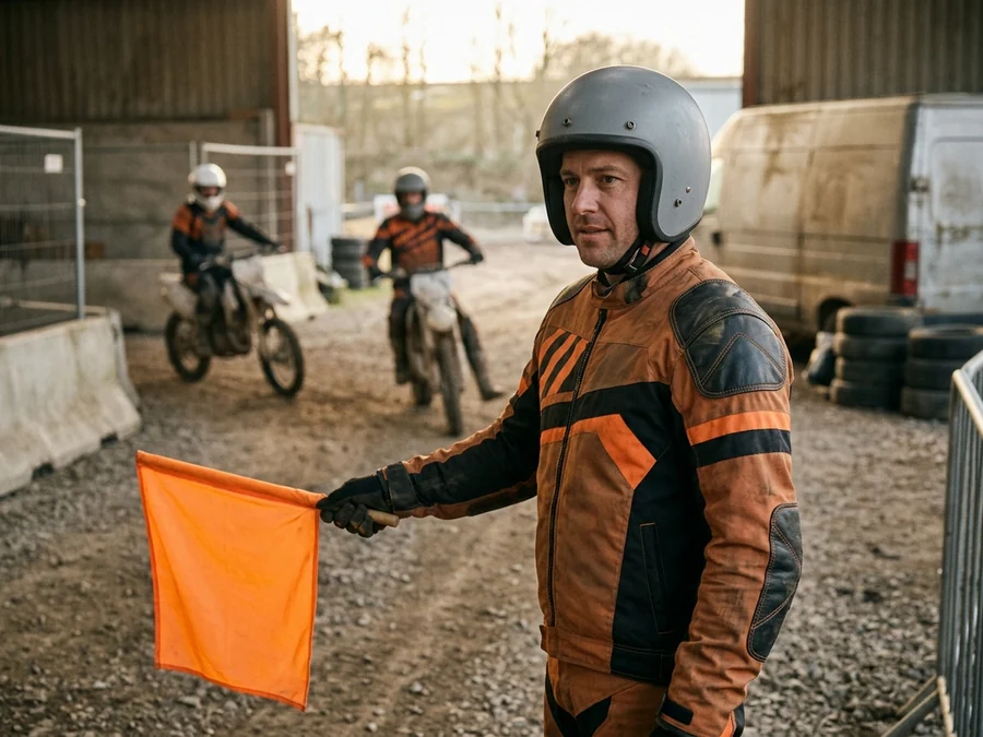 A marshal visible to traffic at a training site