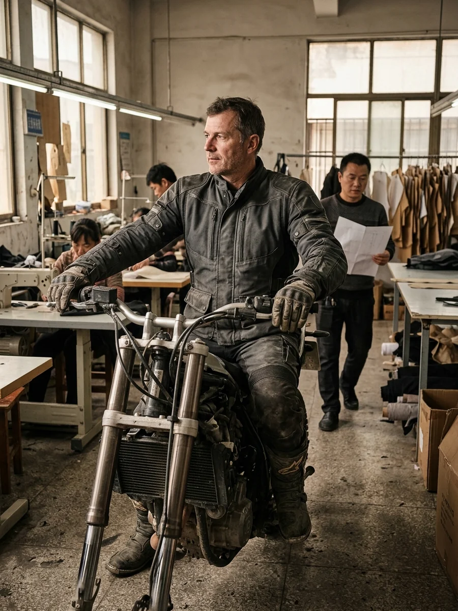 ADV rider sitting upright with the arms out