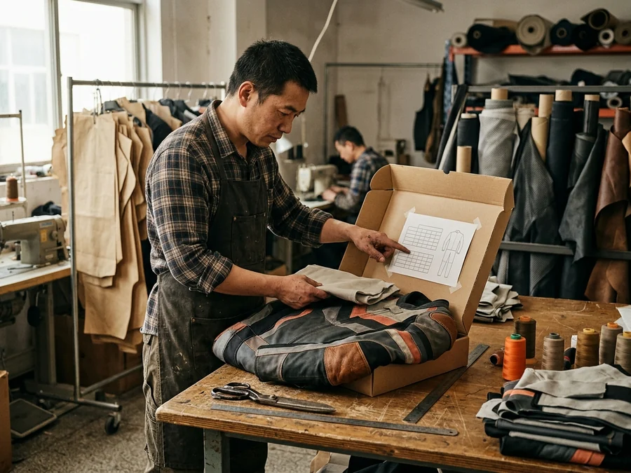 Dealer checking a size chart against what is in the box