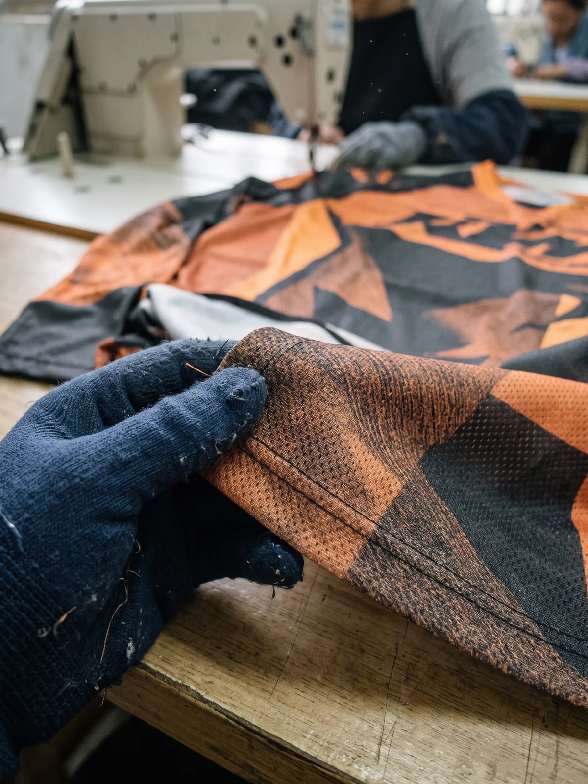 Macro of sublimated polyester mesh: color inside the fiber, no layer on the surface