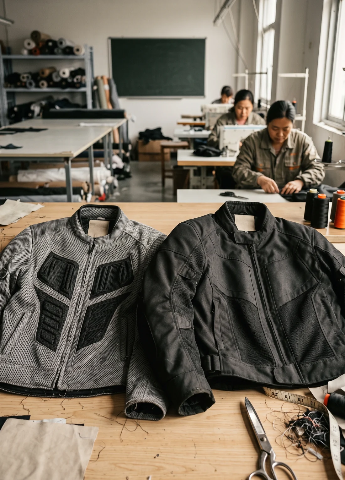 A mesh model and a textile model in the same nominal size, side by side