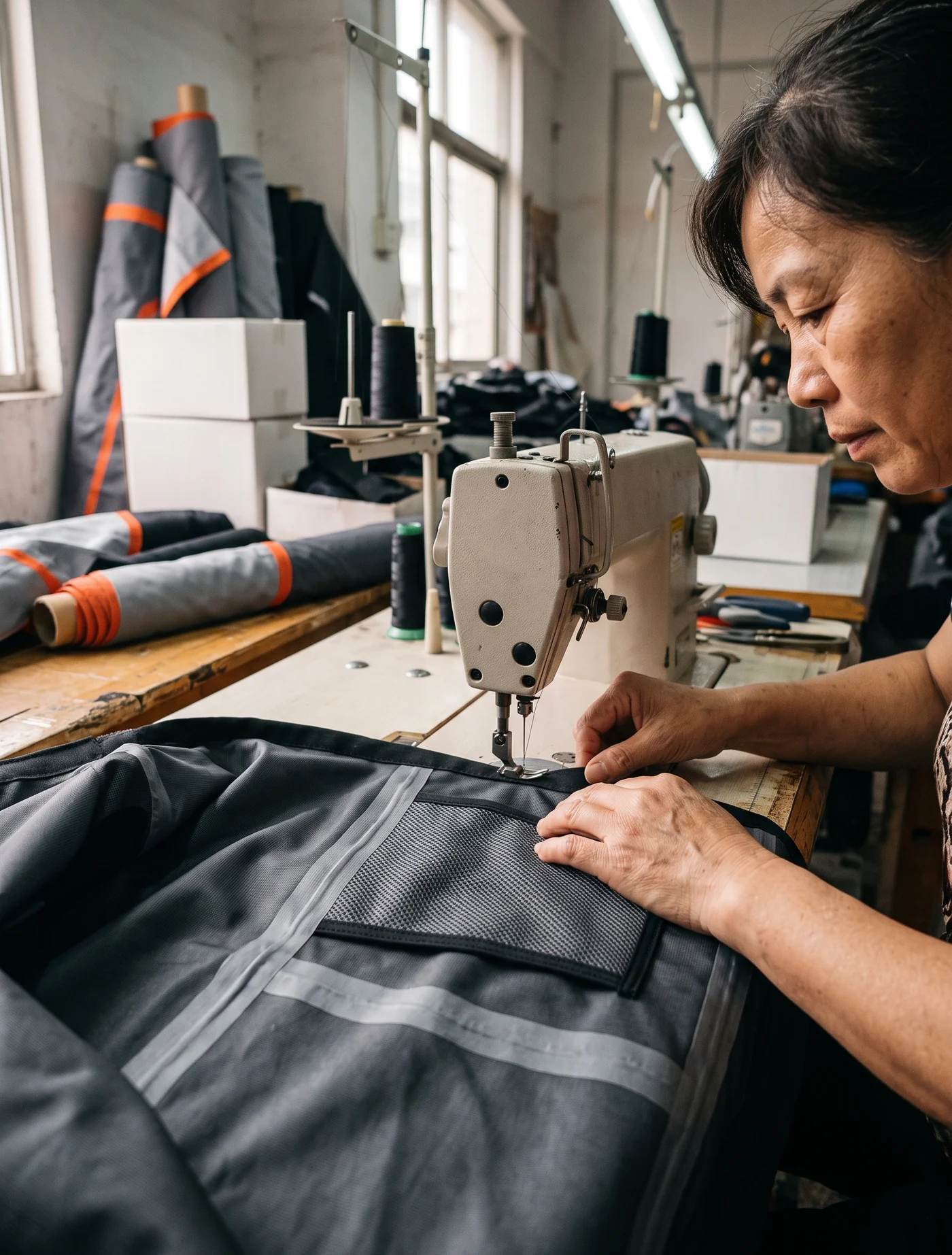 An armor pocket built into the liner side so no needle crosses the membrane