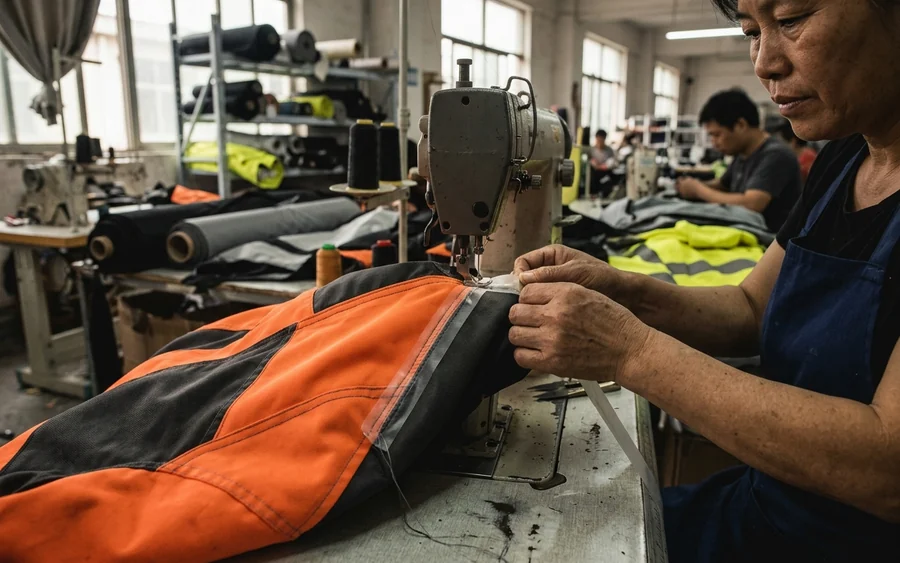 The outer shell fabric of a waterproof riding jacket