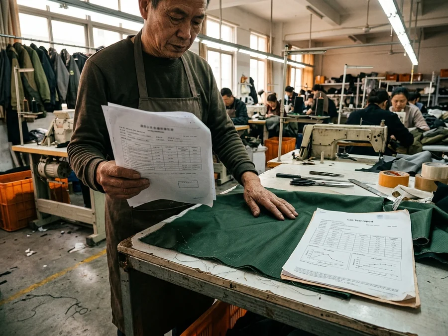 The mill fabric test report that belongs to the fabric, not the garment