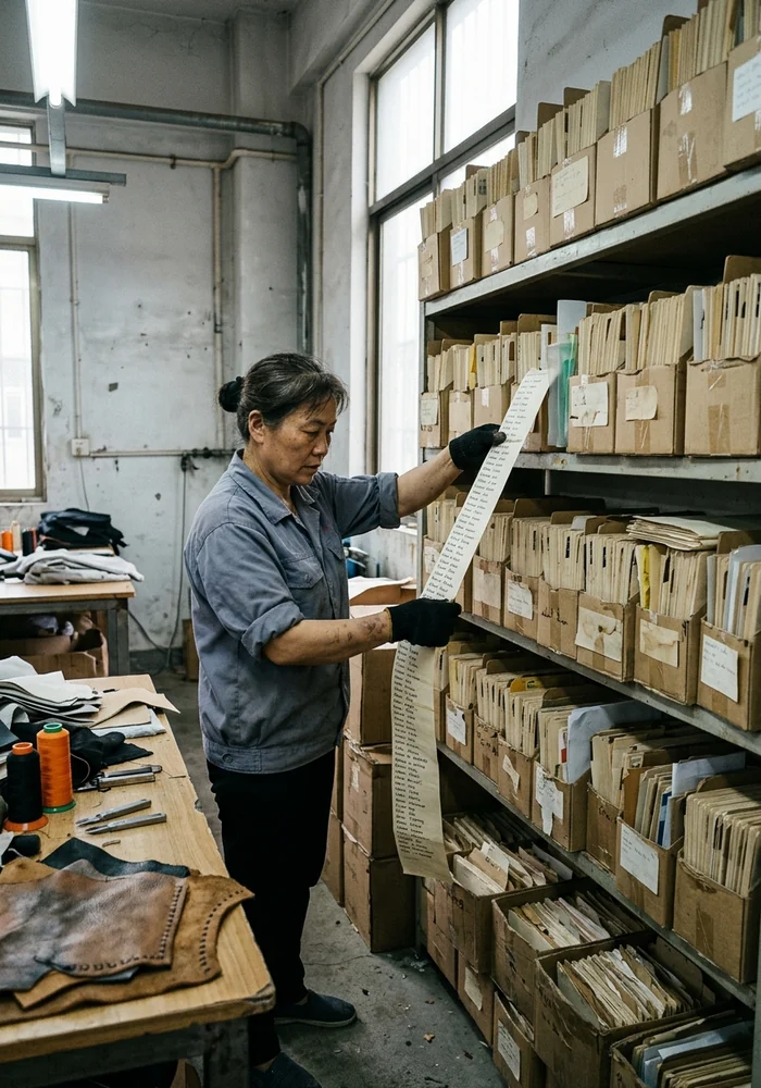 Archived blocks, strips and size sheets filed by customer name
