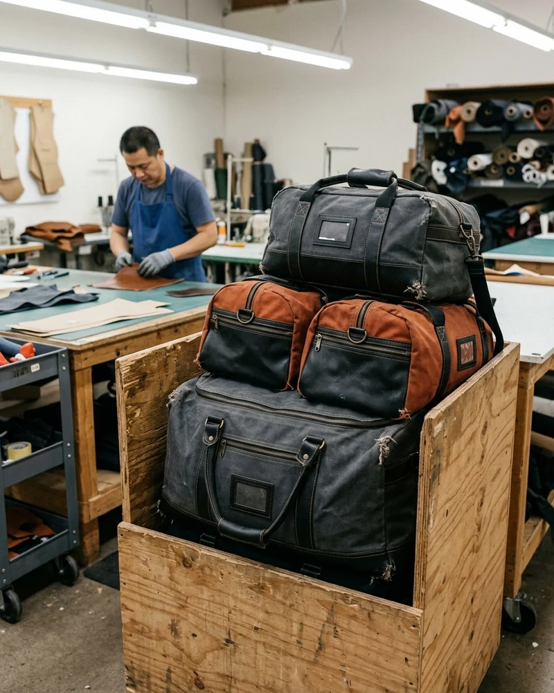 Club box with youth and adult bags stacked together