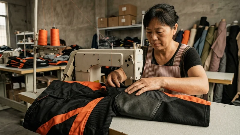 Youth pants sewn with the inner-knee panel positioned on the youth knee
